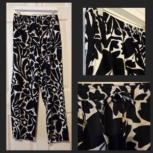 Floral Black & Cream Boho Pants